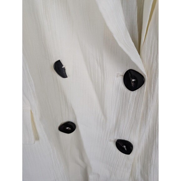 Zara Blazer Womens Large Textured Crinkle‎ Button Front Jacket Broken Button - Picture 4 of 9